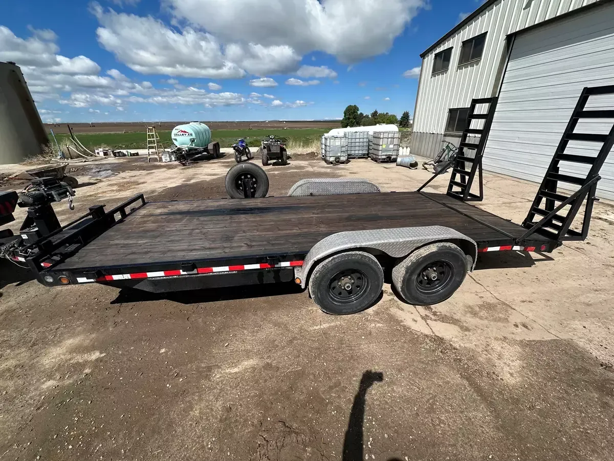 Car hauler trailer rental in Sugar City, Idaho — 18ft auto transport trailer